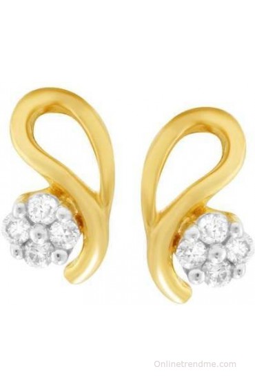 Nakshatra Floral 18 K Diamond Gold Stud Earring